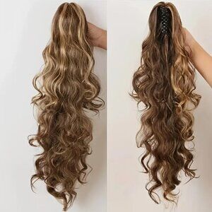 Ponytail Extension Claw Clip/Drawstring 30-Inch-Long Elegant Curly Wave